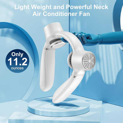 White Portable Neck Fan: Hands-Free Wearable Air Conditioner with 4000mAh Battery for Australian Travel & Daily Use - Image 2