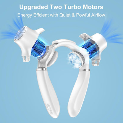 White Portable Neck Fan: Hands-Free Wearable Air Conditioner with 4000mAh Battery for Australian Travel & Daily Use - Image 6
