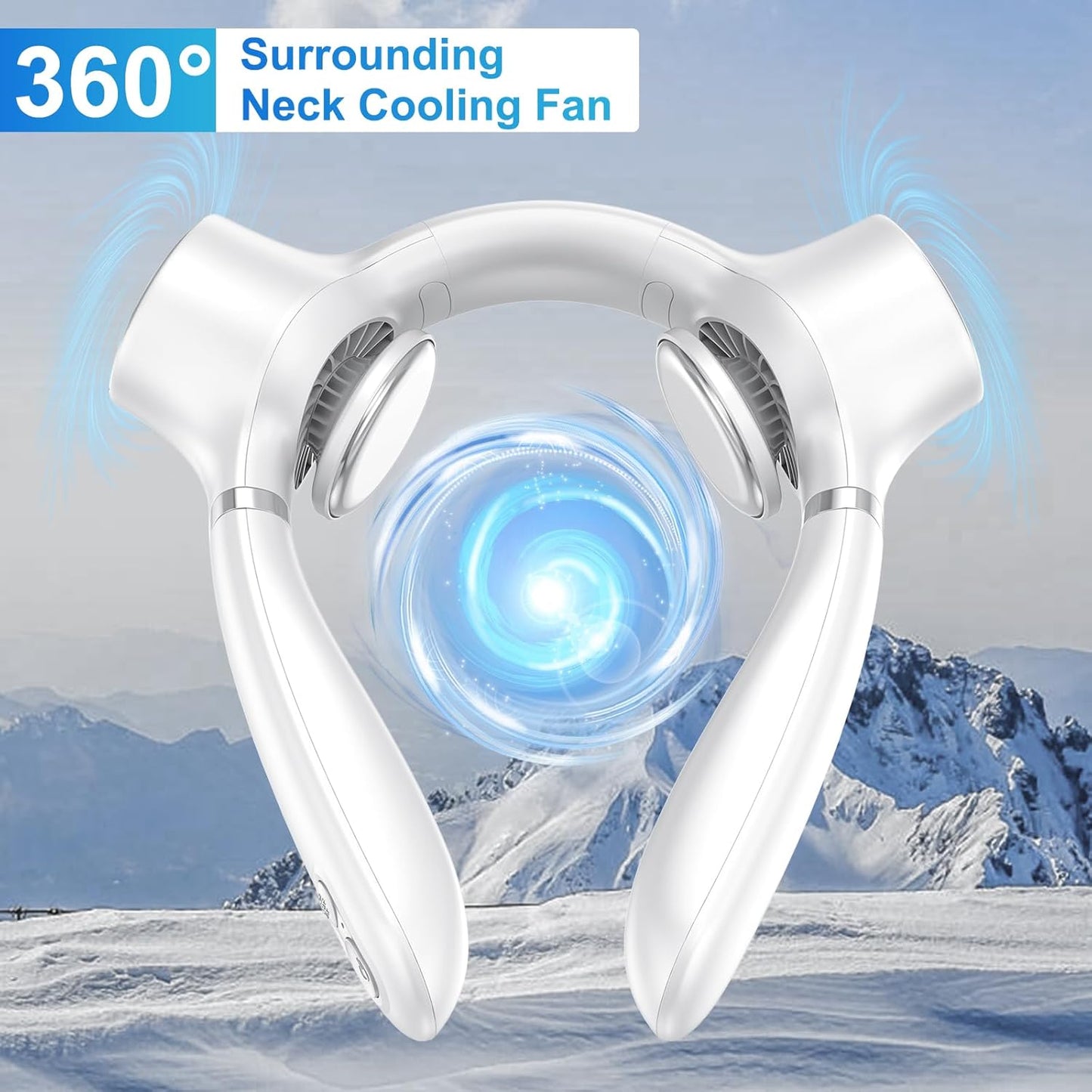 White Portable Neck Fan: Hands-Free Wearable Air Conditioner with 4000mAh Battery for Australian Travel & Daily Use - Image 8