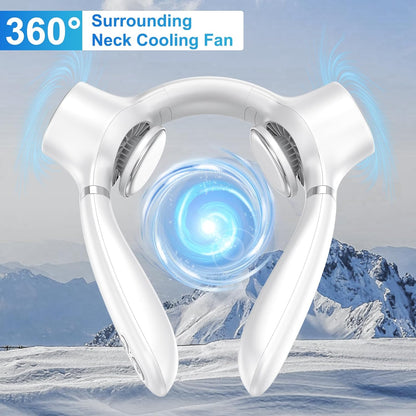 White Portable Neck Fan: Hands-Free Wearable Air Conditioner with 4000mAh Battery for Australian Travel & Daily Use - Image 8