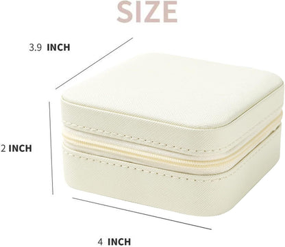 White Travel Jewelry Box with Mirror: Compact, Organised Storage for Rings, Necklaces & Earrings, Ideal for Aussies - Image 2