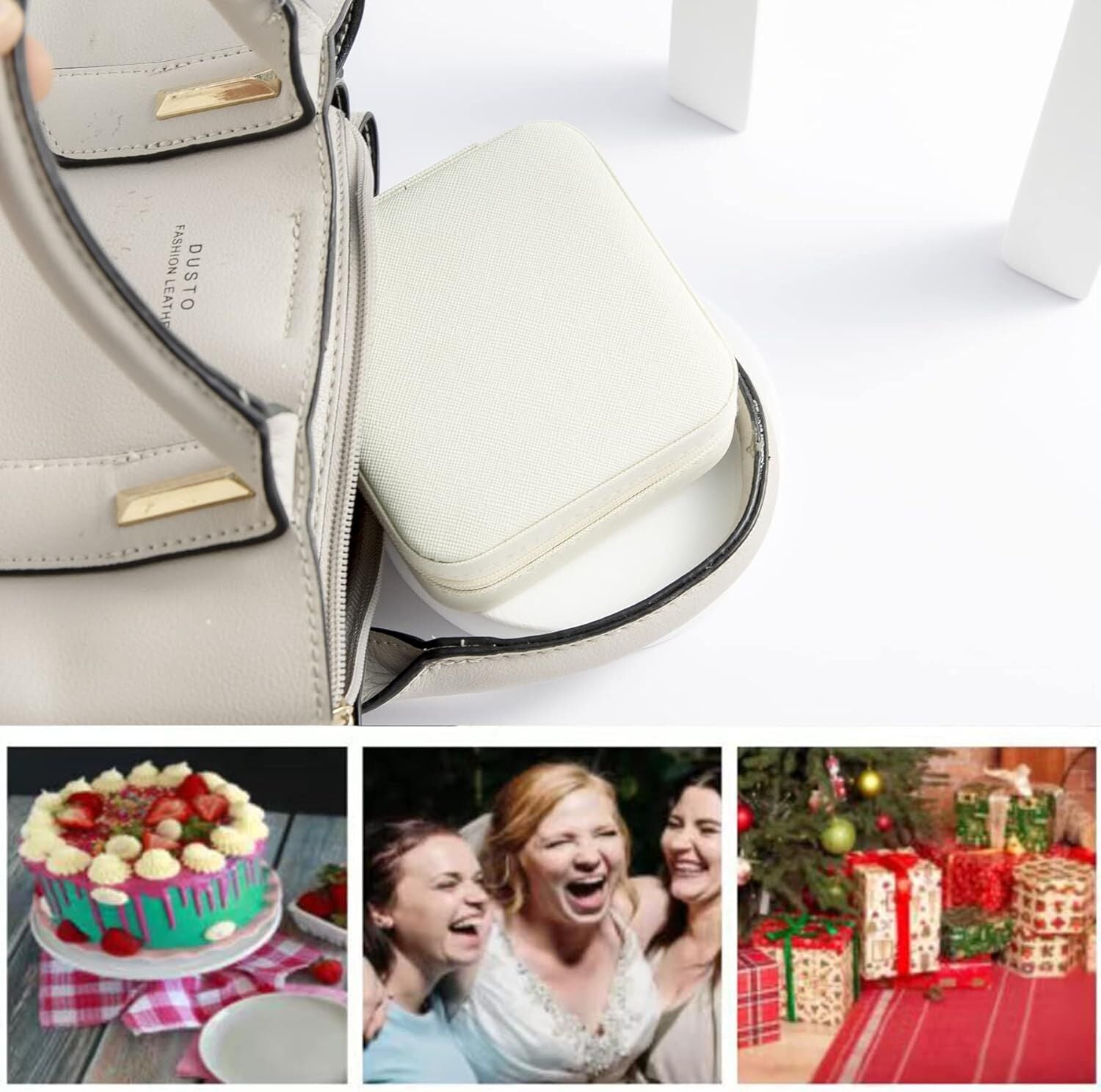 White Travel Jewelry Box with Mirror: Compact, Organised Storage for Rings, Necklaces & Earrings, Ideal for Aussies - Image 7