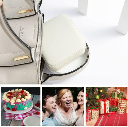 White Travel Jewelry Box with Mirror: Compact, Organised Storage for Rings, Necklaces & Earrings, Ideal for Aussies - Image 7