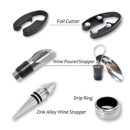 Wine Accessories Gift Set (Black), 5-Piece Bottle Corkscrew Opener Kit with Novelty Bottle-Shaped Case, Valentine's Day Gift for Wine Lovers - Image 3