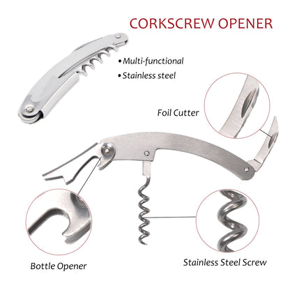 Wine Accessories Gift Set (Black), 5-Piece Bottle Corkscrew Opener Kit with Novelty Bottle-Shaped Case, Valentine's Day Gift for Wine Lovers - Image 5