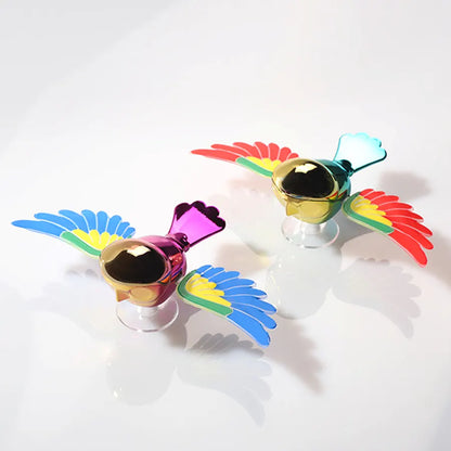 30km/h Wing-Flapping Car Bird Decoration (2-Pack): Red & Blue Wing Ornaments with Strong Adhesive for Car, Mirror, Motorcycle, Helmet