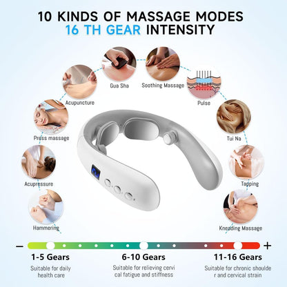 Wireless Neck Massager with Heat & 10 Modes: Electric Pulse Pain Relief for Australian Office Workers & Active Adults - Image 3