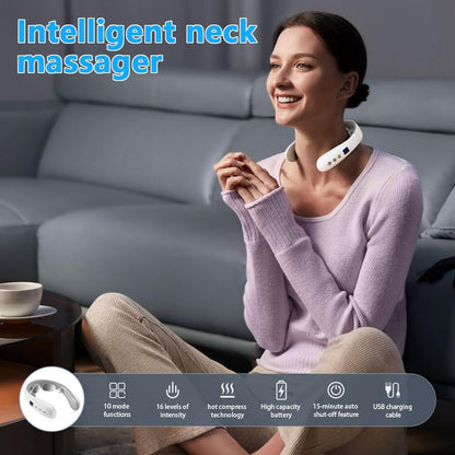 Wireless Neck Massager with Heat & 10 Modes: Electric Pulse Pain Relief for Australian Office Workers & Active Adults - Image 4