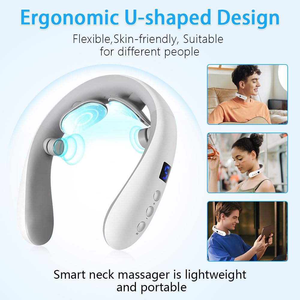 Wireless Neck Massager with Heat & 10 Modes: Electric Pulse Pain Relief for Australian Office Workers & Active Adults - Image 5