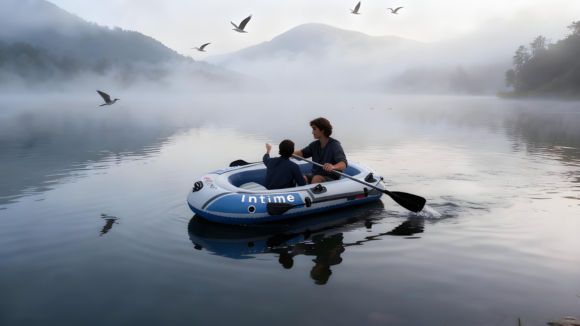 2-Person Inflatable Boat: 190x100cm Thick PVC Raft for Lakes/Pools – 180kg Capacity with Oars & Pump - Image 3