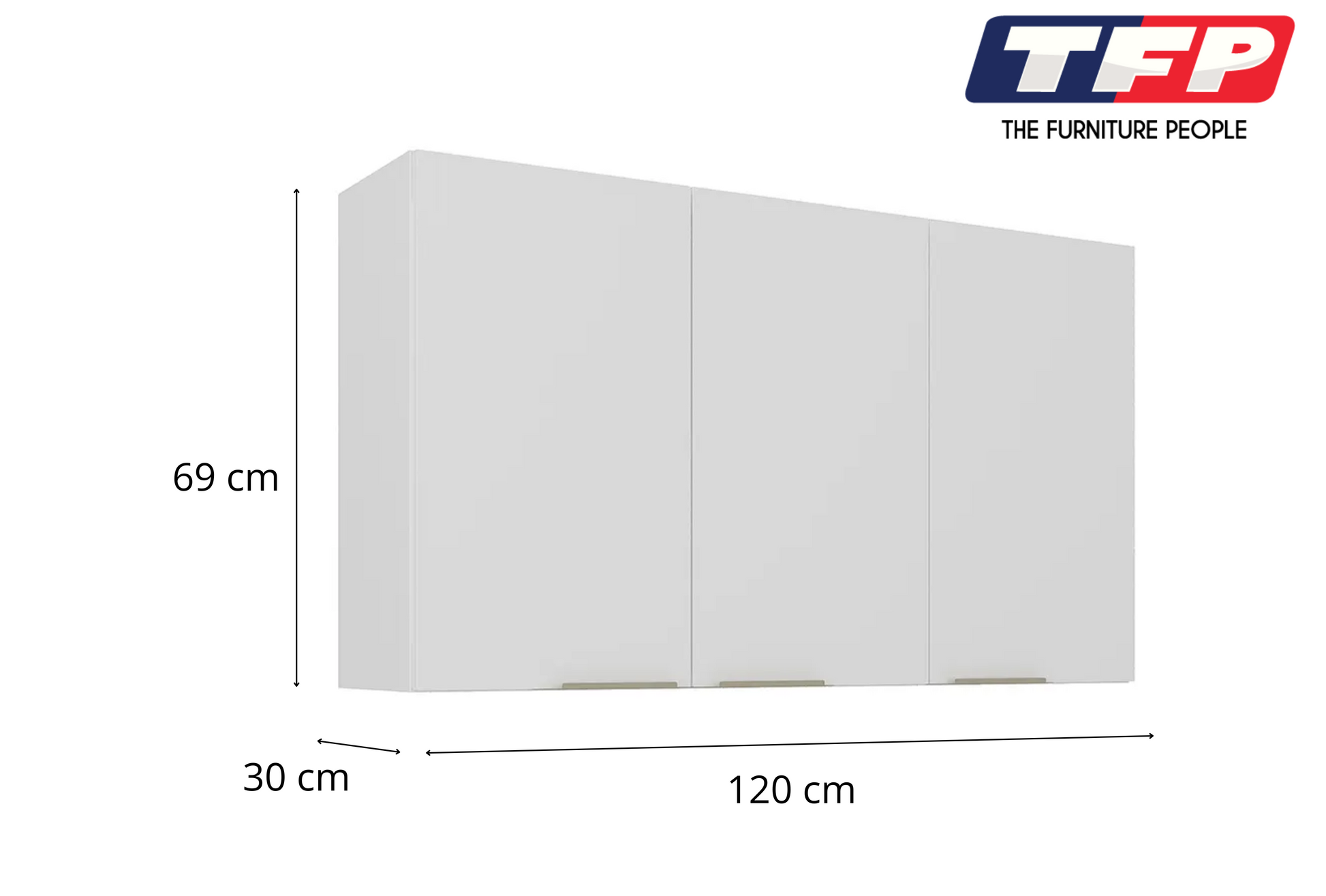 White Flat Pack DIY Steel Kitchen Wall Cabinet with 3 Doors + 2 Shelves - Renova - Image 2