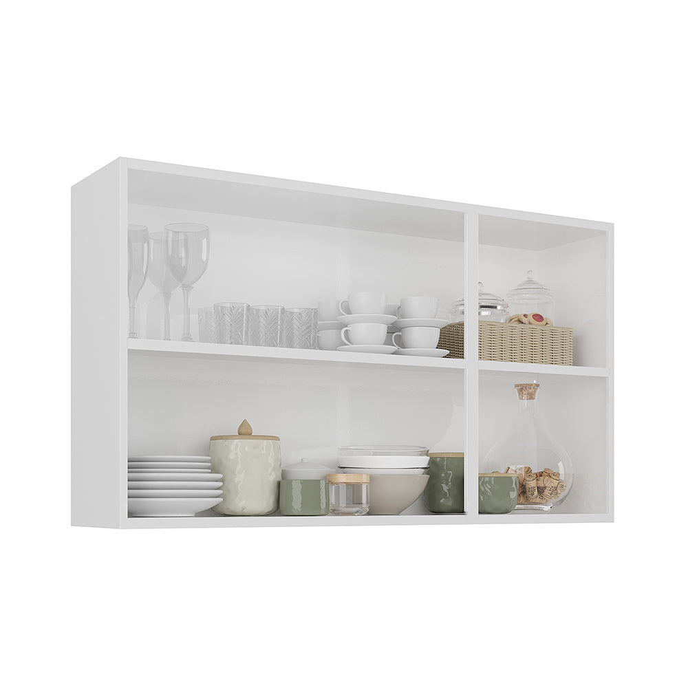 White Flat Pack DIY Steel Kitchen Wall Cabinet with 3 Doors + 2 Shelves - Renova - Image 3