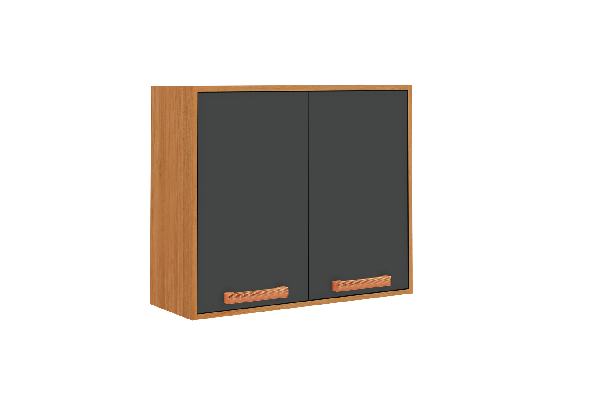 Flat Pack DIY Wooden Kitchen Wall Cabinet with 2 Doors + 2 Shelves in Graphite and Cinnamon Finish - Napoles - Image 3