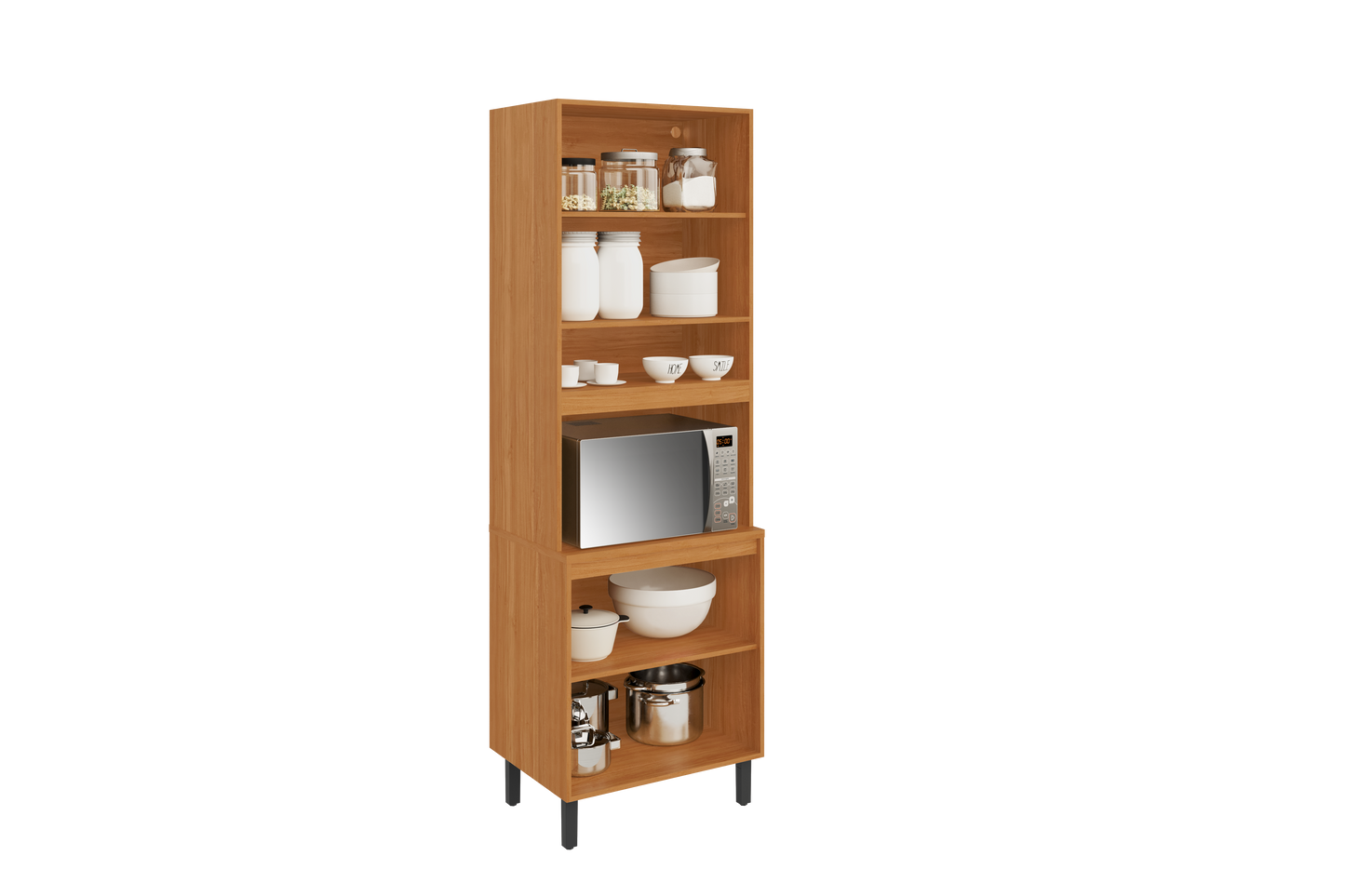 Flat Pack DIY Wooden Kitchen Cupboard/Pantry with 4 Doors + 6 Shelves in Graphite and Cinnamon Finish - Napoles - Image 3