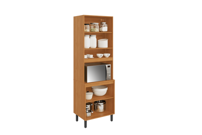 Flat Pack DIY Wooden Kitchen Cupboard/Pantry with 4 Doors + 6 Shelves in Graphite and Cinnamon Finish - Napoles - Image 3