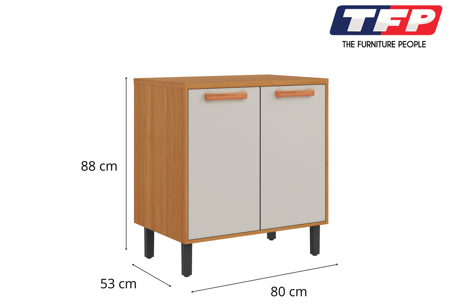 Base Kitchen Wooden Cabinet/Cupboard with 2 Doors in Cinnamon Finish - Napoles White Flat Pack DIY - Image 2