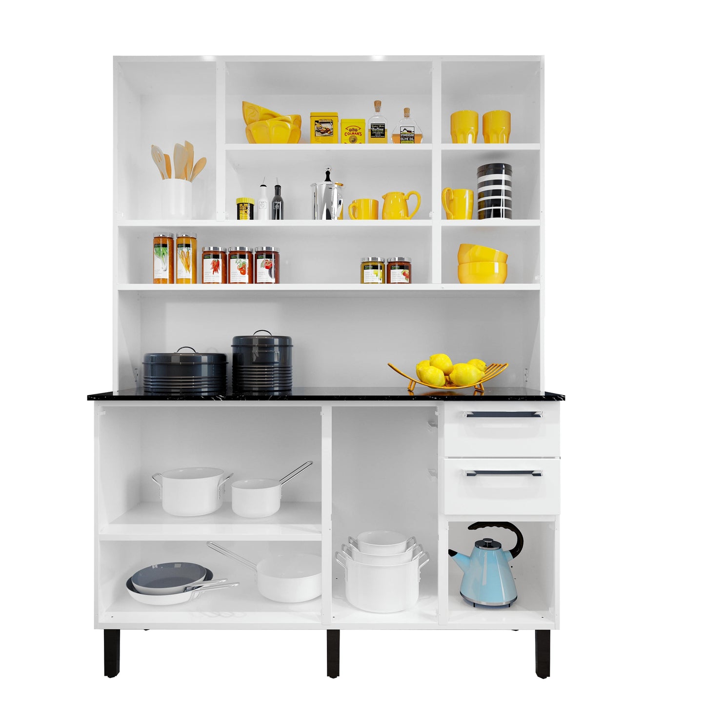 Free Standing White Flat Pack DIY Steel Kitchen Cupboard/Pantry with 8 Doors + 2 Drawers - Florenca - Image 3
