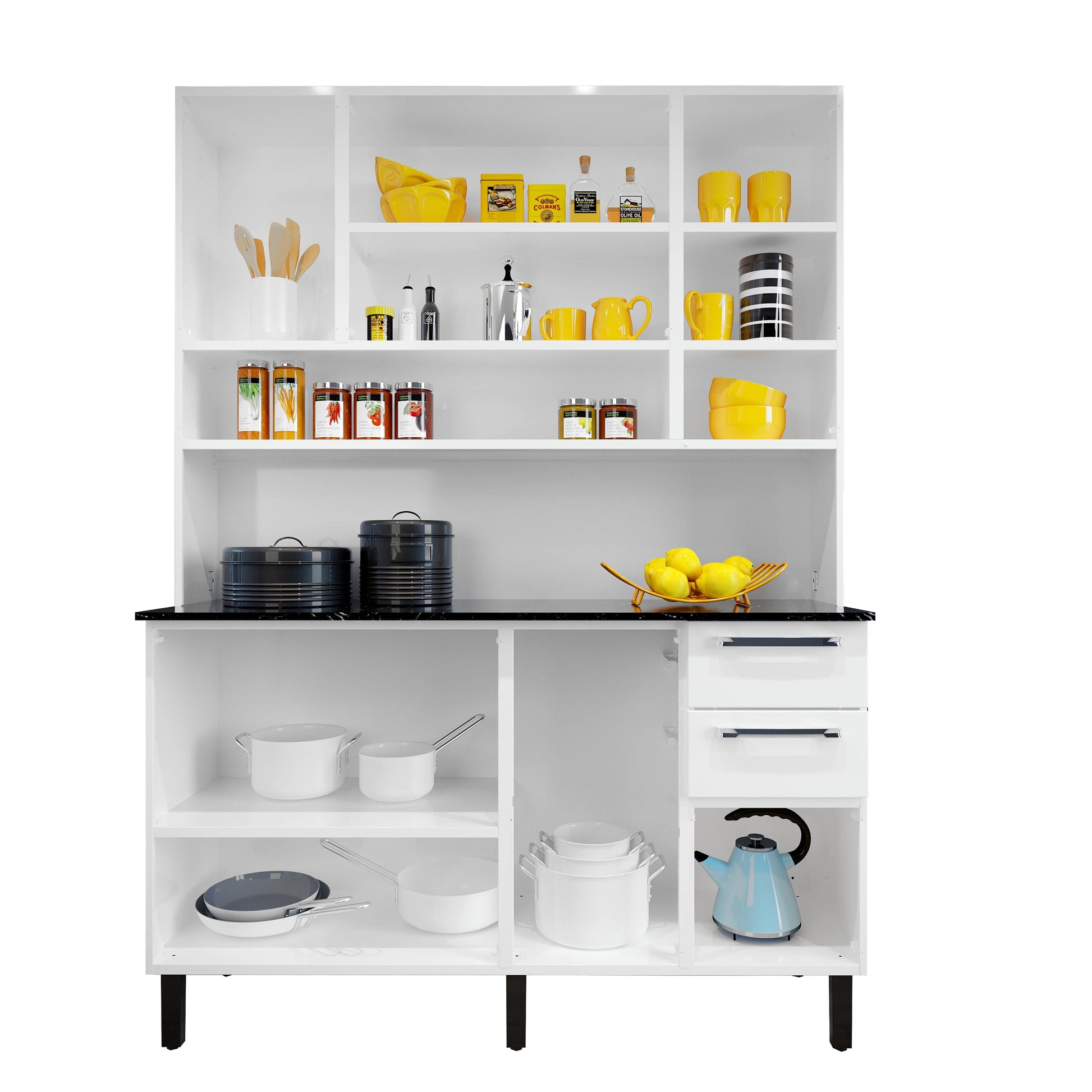 Free Standing White Flat Pack DIY Steel Kitchen Cupboard/Pantry with 8 Doors + 2 Drawers - Florenca - Image 3