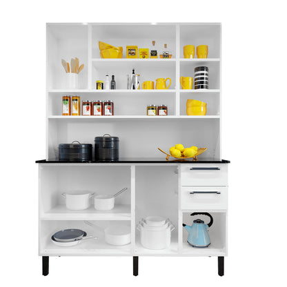 Free Standing White Flat Pack DIY Steel Kitchen Cupboard/Pantry with 8 Doors + 2 Drawers - Florenca - Image 3