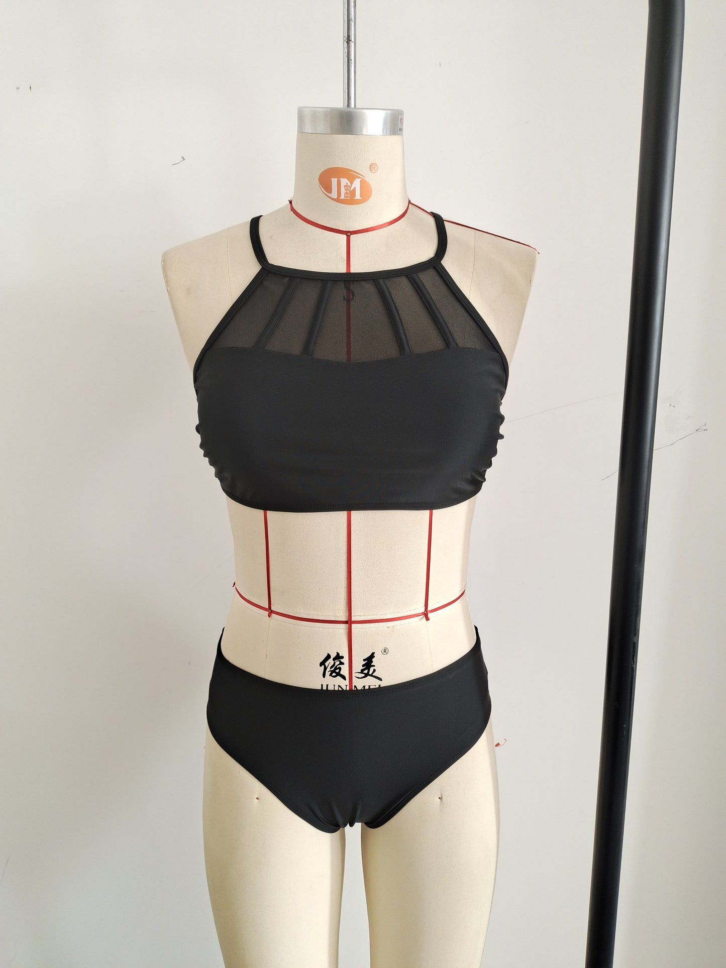 2026 Black Sexy Bikini Sport Hight Neck Women's Swimwear Size M - Image 3