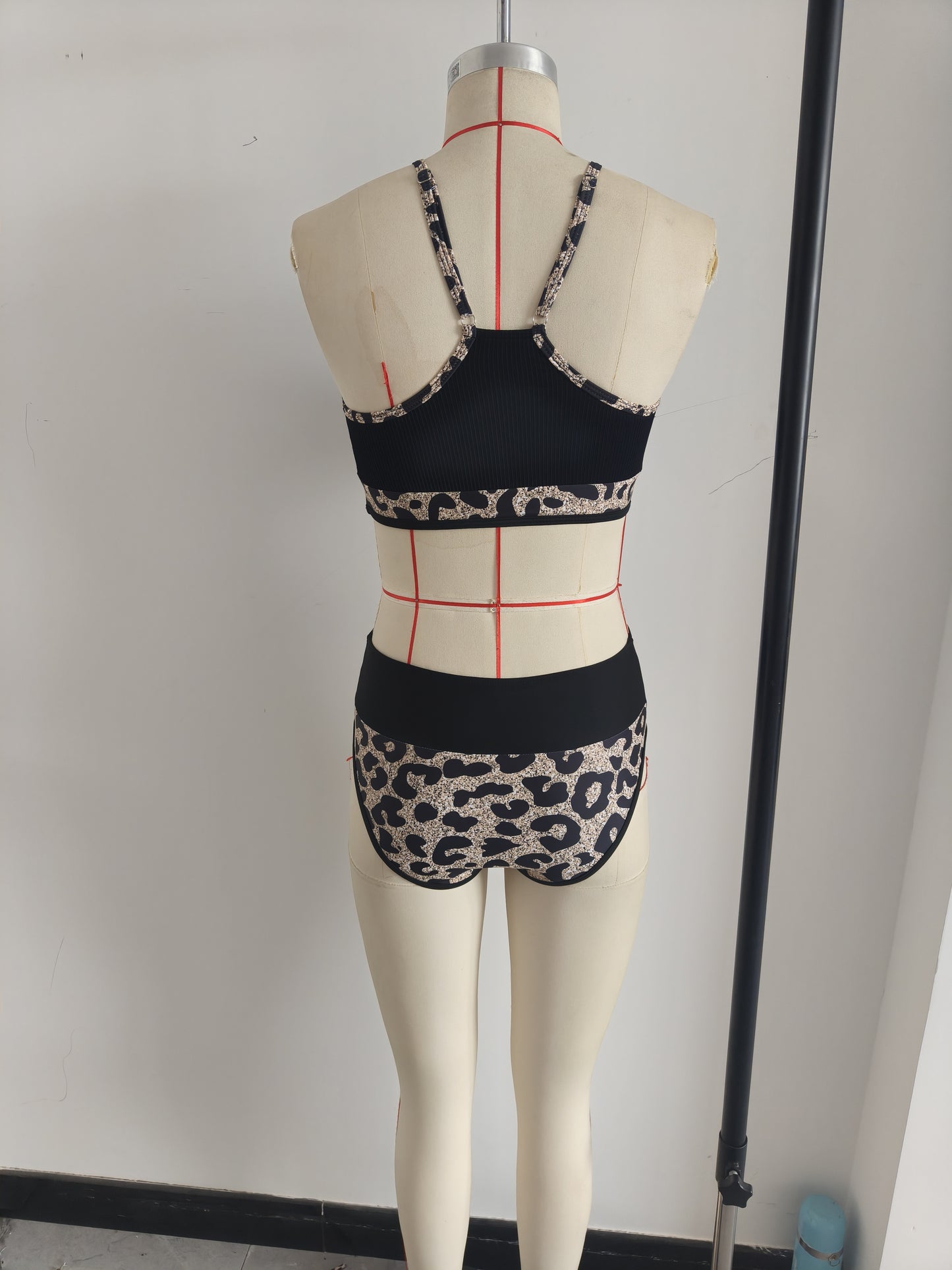 Halter Neck Tank Top Two Pieces Swimwear Women High Waist Bikini Size L - Image 5