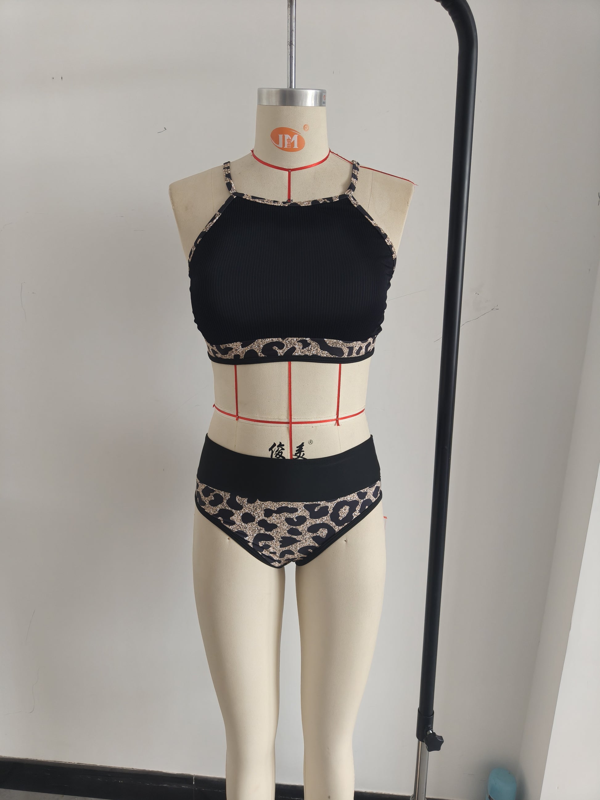 Halter Neck Tank Top Two Pieces Swimwear Women High Waist Bikini Size M - Image 3
