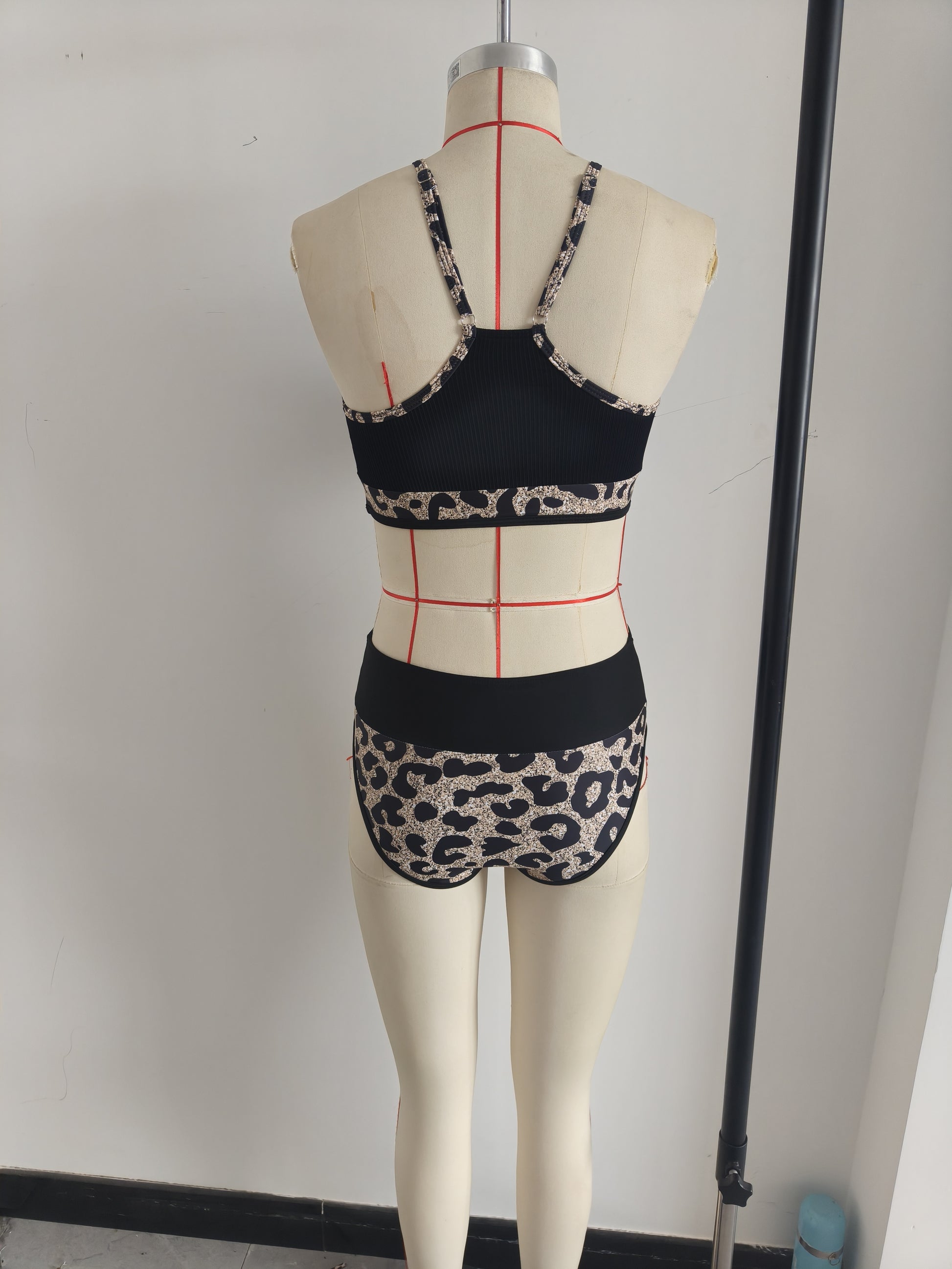 Halter Neck Tank Top Two Pieces Swimwear Women High Waist Bikini Size XL - Image 5