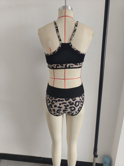 Halter Neck Tank Top Two Pieces Swimwear Women High Waist Bikini Size XL - Image 5