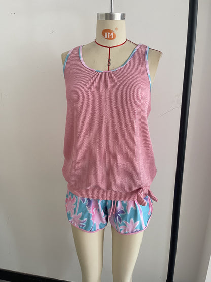 Palm Tree Print Holiday-Style Knit Fabric Two-Piece Swimsuit Size XL - Image 3
