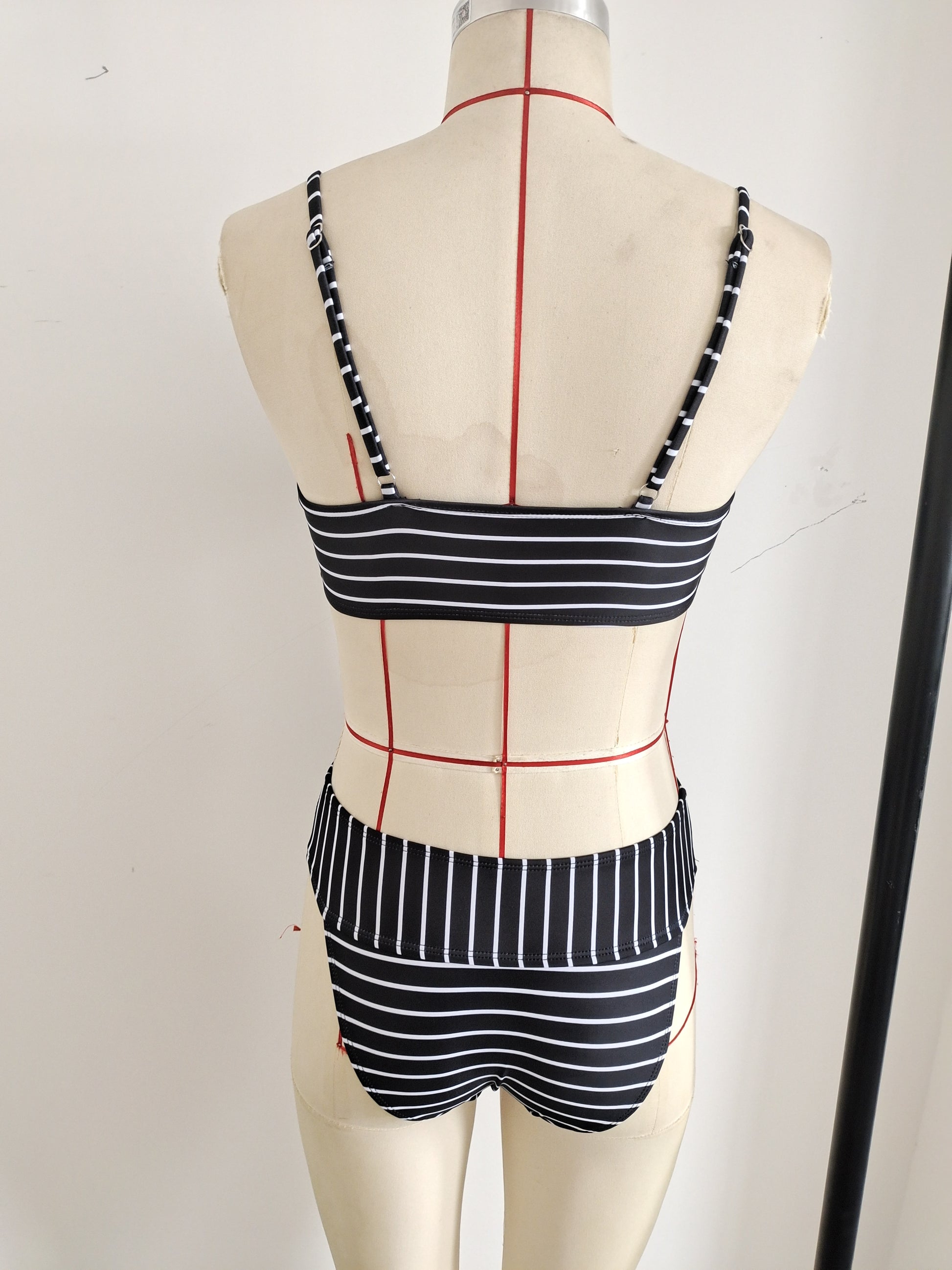 Women Striped Striped Print Bikini Deep-V Neck Women's Swimwear Beachwear Size S - Image 7