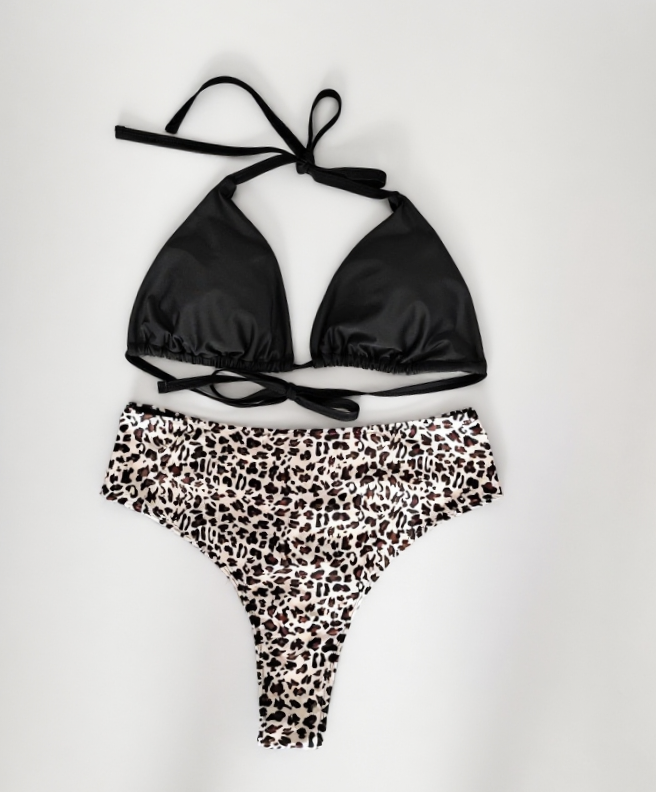 High-waist Design for Shaping the Buttocks Sexy Leopard Print Bikini Plus Size 0XL - Image 3