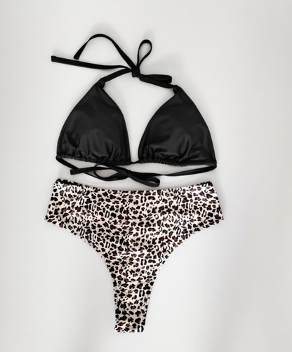 High-waist Design for Shaping the Buttocks Sexy Leopard Print Bikini Plus Size 1XL - Image 3