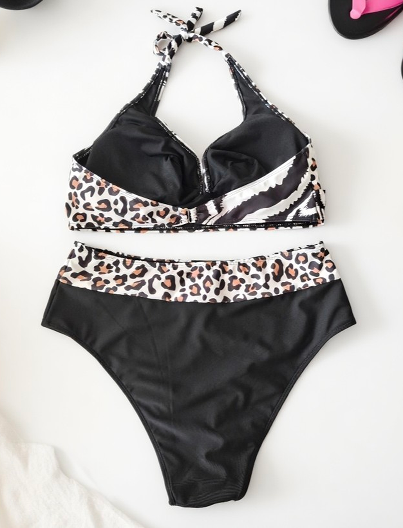 Two Leopard Print Patterns Sspliced Plus Size Bikini Size 1XL - Image 4