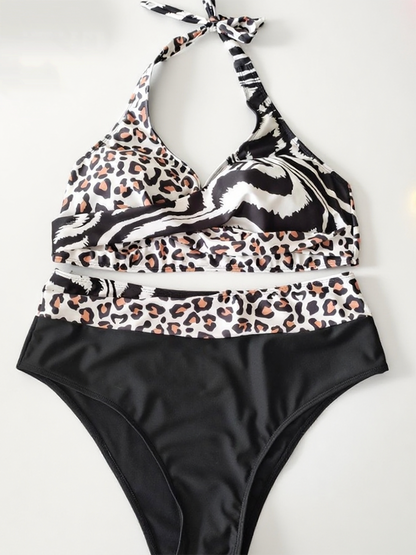 Two Leopard Print Patterns Sspliced Plus Size Bikini Size 3XL - Image 3