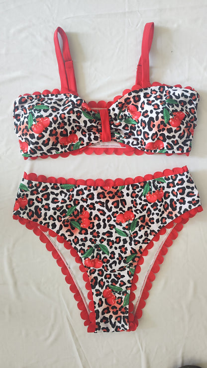 Designer Slenderizing Plus Size Two Piece Beach Set Featuring Fierce Animal Print Size 0XL - Image 3