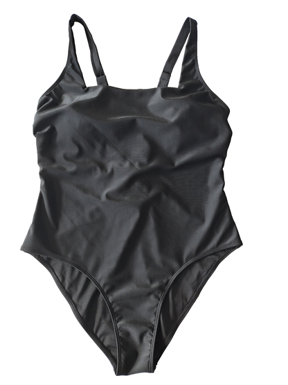 Women's Plus Size Black One-Piece Swimsuit - Crisscross Back Straps Size 1XL - Image 3