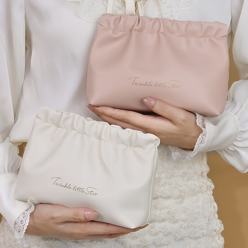 Leather Cosmetic Bag Set, Big & Small "Twinkle Little Star" Makeup Organizer for Travel & Daily Use(white) - Image 6