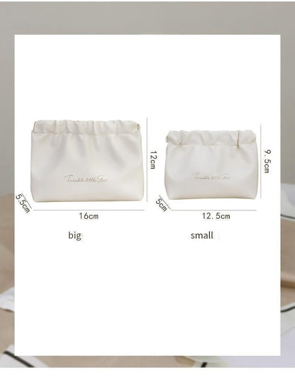 Leather Cosmetic Bag Set, Big & Small "Twinkle Little Star" Makeup Organizer for Travel & Daily Use(white) - Image 7