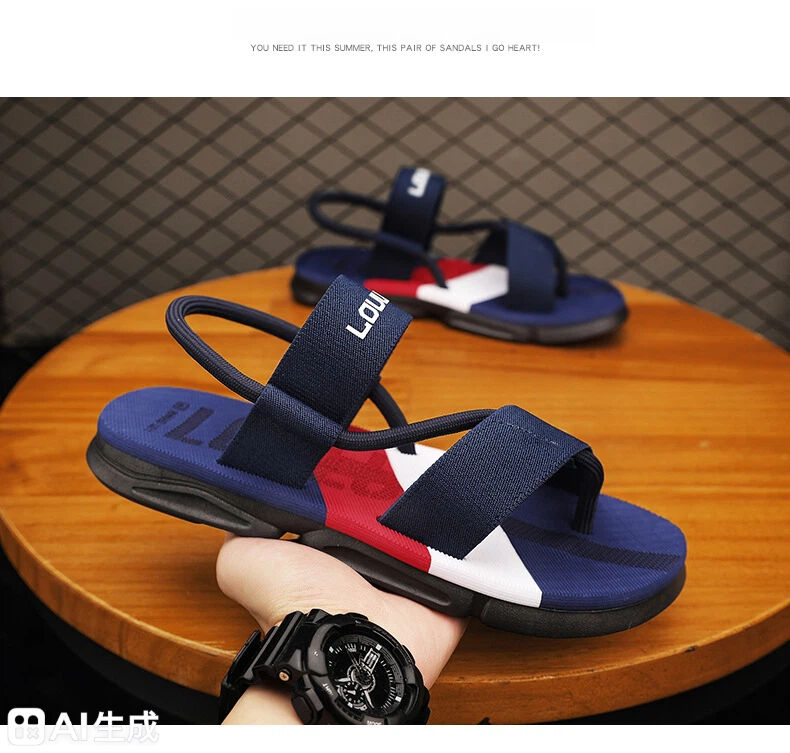 Men's 3-Color Convertible Sandals & Slippers, Outdoor Non-Slip EVA Thick-Sole Beach Shoes for Dual Wear(dark blue-40) - Image 4