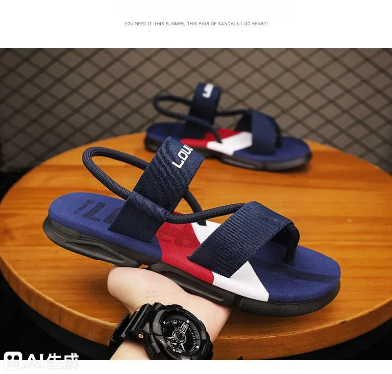 Men's 3-Color Convertible Sandals & Slippers, Outdoor Non-Slip EVA Thick-Sole Beach Shoes for Dual Wear(dark blue-41) - Image 4