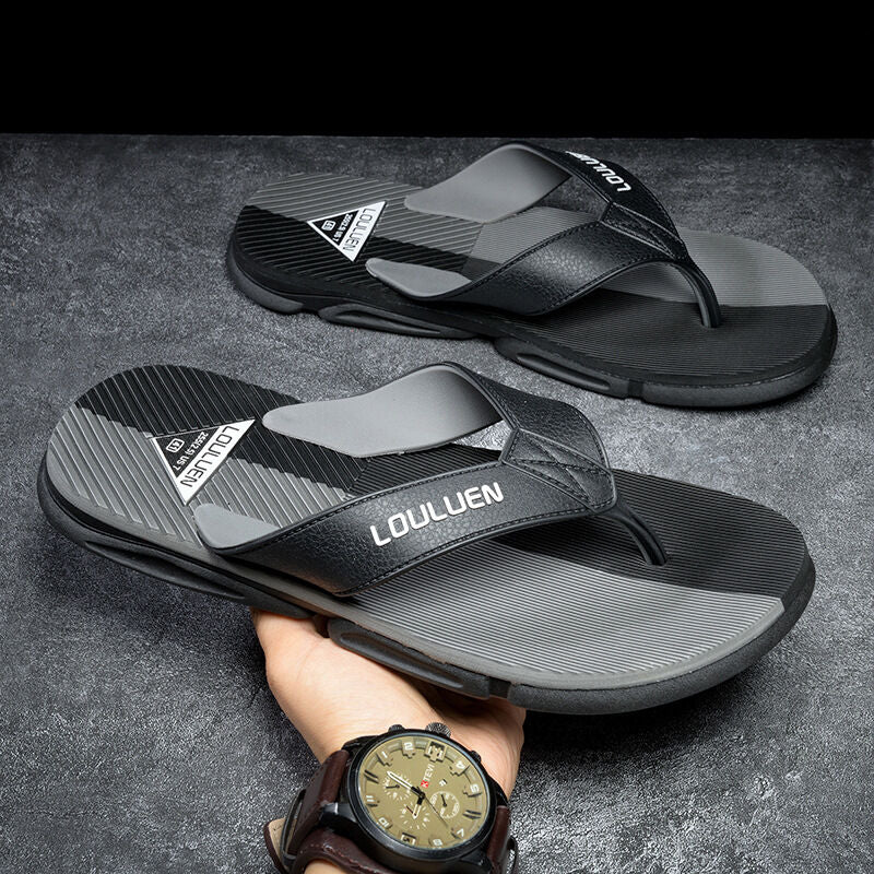 Men's Flip Flops with EVA-PVC Dual Sole, Grey for Comfort  & Slip-Resistance(44) - Image 3