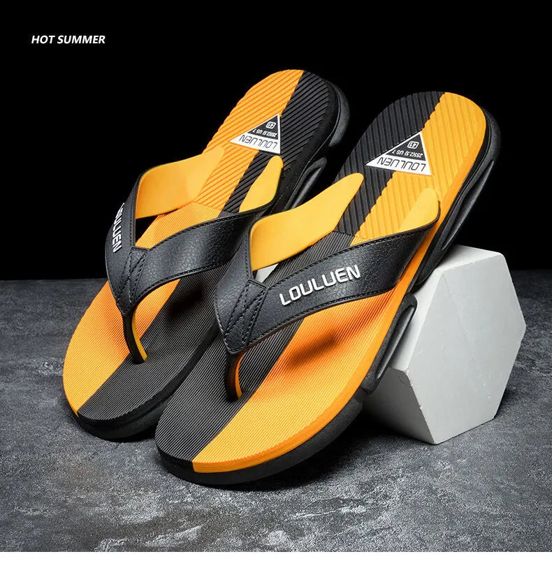 Men's Flip Flops with EVA-PVC Dual Sole, Orange for Comfort & Slip-Resistance(39) - Image 5
