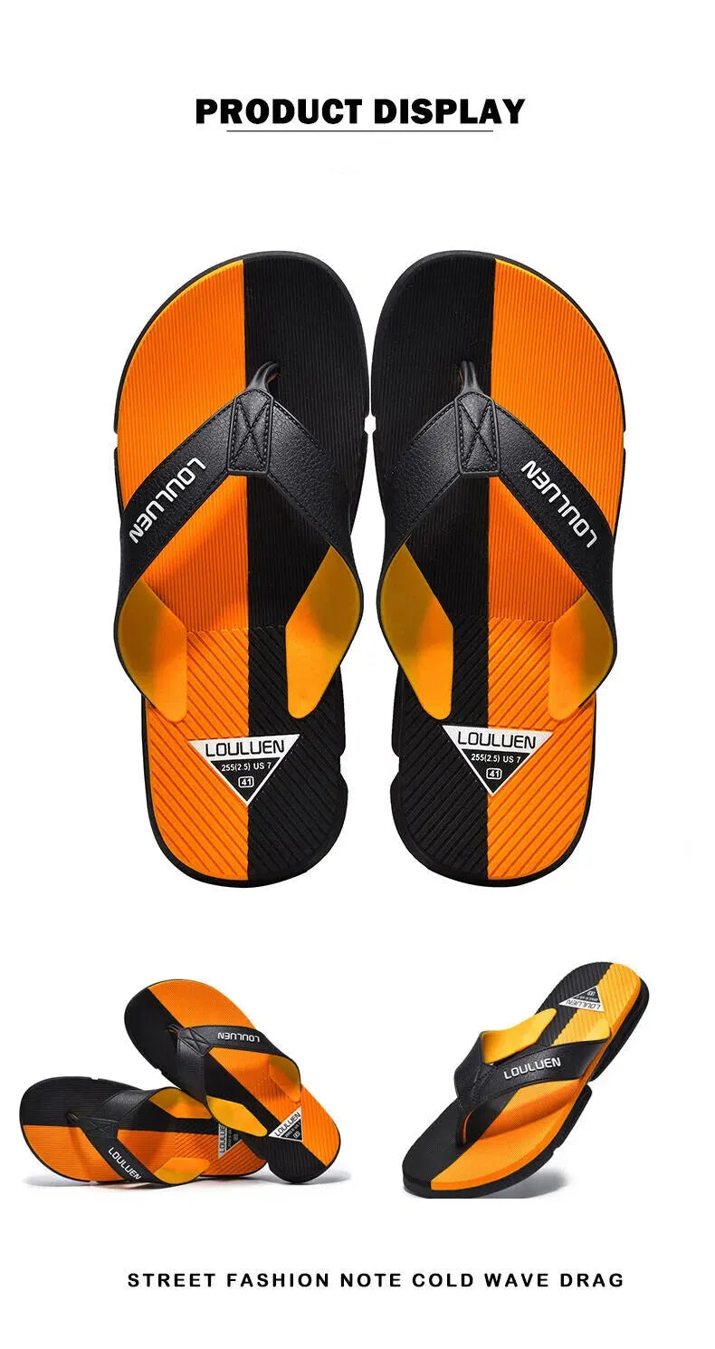 Men's Flip Flops with EVA-PVC Dual Sole, Orange for Comfort & Slip-Resistance(39) - Image 6