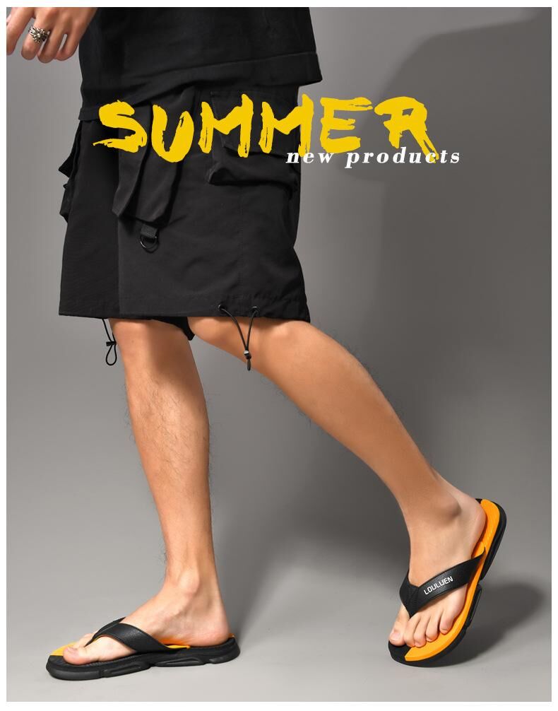 Men's Flip Flops with EVA-PVC Dual Sole,Orange for Comfort & Slip-Resistance(41)