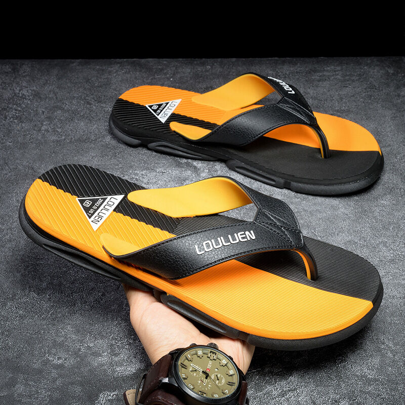 Men's Flip Flops with EVA-PVC Dual Sole, Orange for Comfort & Slip-Resistance(43) - Image 3