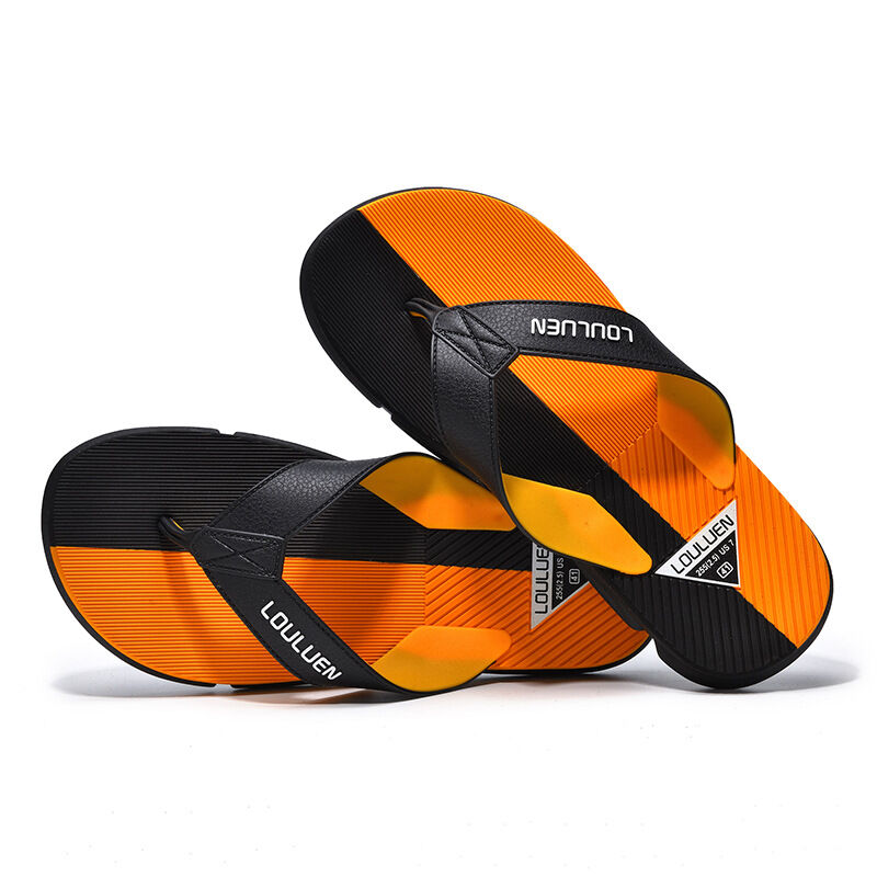 Men's Flip Flops with EVA-PVC Dual Sole, Orange for Comfort & Slip-Resistance(43) - Image 4