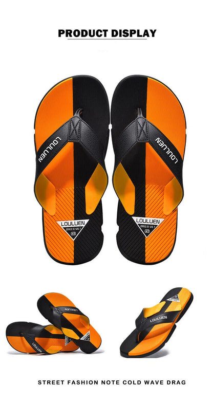 Men's Flip Flops with EVA-PVC Dual Sole, Orange for Comfort & Slip-Resistance(45) - Image 6