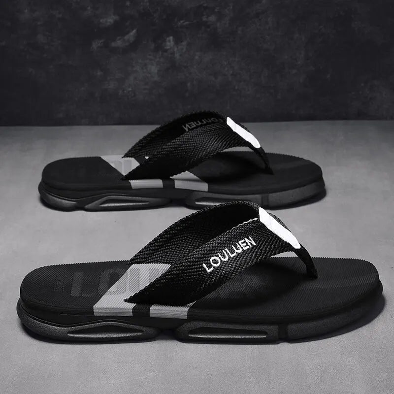Men's Flip Flops: 4 Colors, EVA-PVC Blend, Comfort & Style for Summer Beach & Daily Wear(Black-gray-40)