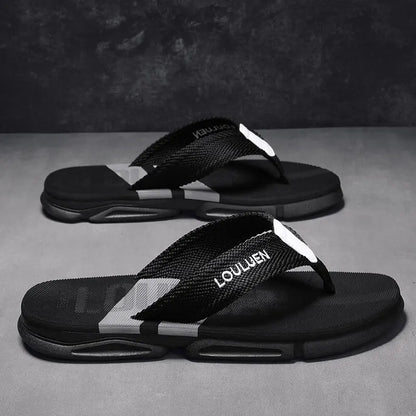 Men's Flip Flops: 4 Colors, EVA-PVC Blend, Comfort & Style for Summer Beach & Daily Wear(Black-gray-42)