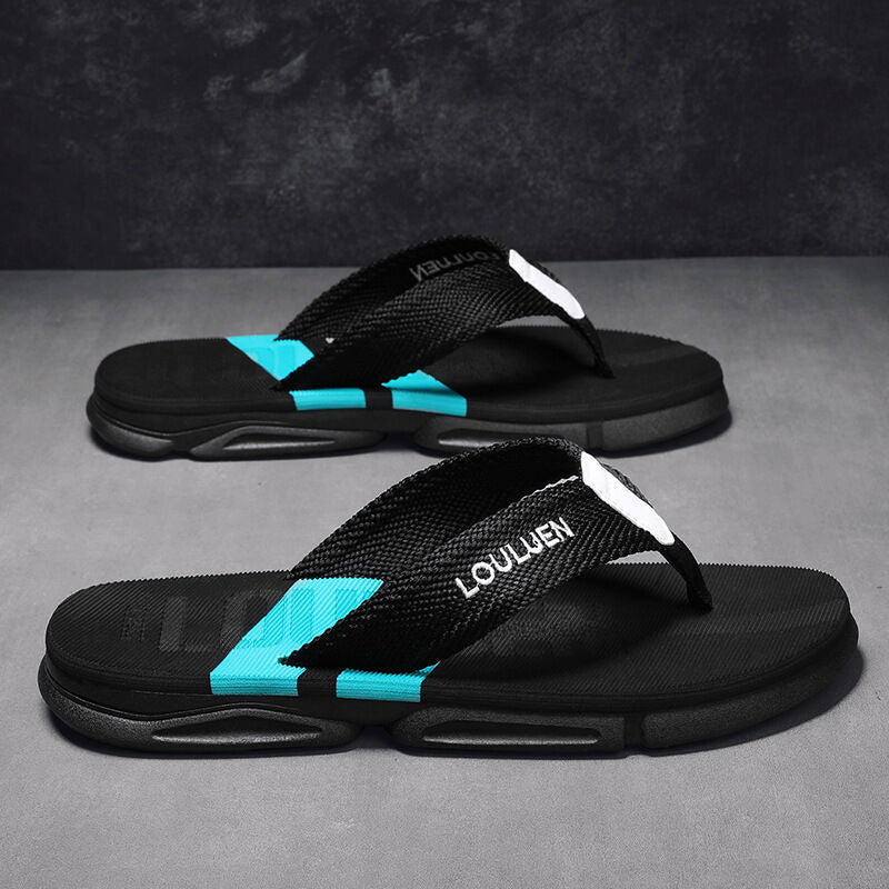 Men's Flip Flops: 4 Colors, EVA-PVC Blend, Comfort & Style for Summer Beach & Daily Wear(Black-green-45)